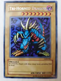 Yugioh TCG CCG Tri-Horned Dragon LOB-000 2017 NM - Image 1