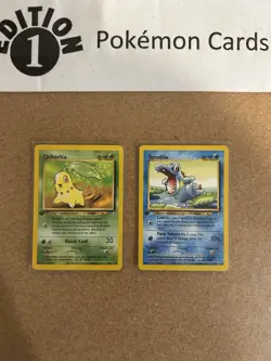 Chikorita + Totodile 1st Edition Pokemon Card Lot Vintage WOTC - Image 1