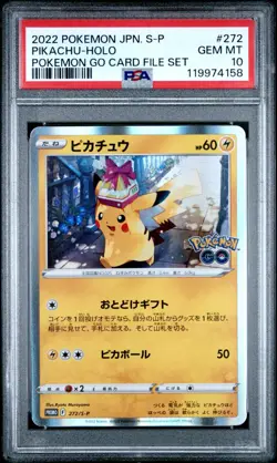 2022 Pokemon Go Japanese S-P Pikachu Holo Promo Card File Set PSA 10 Gem Mt #272 - Image 1