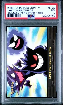 2000 TOPPS POKEMON TV ANIMATION SER 2 EPISODE CARDS THE TOWER OF TERROR PSA 7 - Image 1