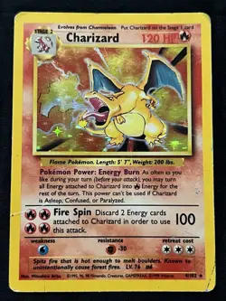 Charizard Holo Pokemon Card Base Set 4/102 Vintage 1999 Damaged - Image 1