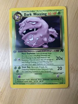 Pokemon Dark Weezing TCG Non-Holo Card 31/82 1st Edition Rare NM Near Mint! - Image 1
