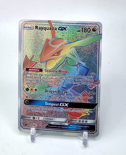 Custom SPARKLING Rainbow HOLO Rayquaza GX Card READ DESCRIPTION BELOW - Image 1