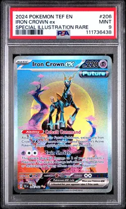2024 POKEMON TEF SPECIAL ILLUSTRATION RARE #206 IRON CROWN EX PSA 9 - Image 1