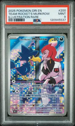 2025 POKEMON DRI ILLUSTRATION RARE #200 TEAM ROCKET'S MURKROW PSA 9 - Image 1