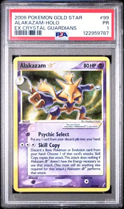 2006 POKEMON EX CRYSTAL GUARDIANS GOLD STAR #99 ALAKAZAM-HOLO PSA 1 - Image 1