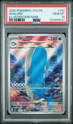 2025 POKEMON JTG EN-JOURNEY TOGETHER ILLUSTRATION RARE #162 WAILORD PSA 10 - Image 1