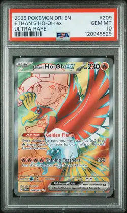 2025 POKEMON DRI EN-DESTINED RIVALS ULTRA RARE #209 ETHAN'S HO-OH EX PSA 10 - Image 1