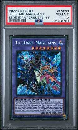 2022 YU-GI-OH! LEGEND DUELISTS: SEASON 3 #EN090 THE DARK MAGICIANS PSA 10 - Image 1