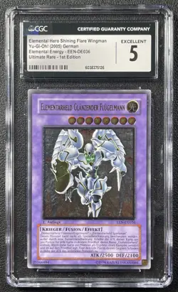 ELEMENTAL HERO SHINING FLARE WINGMAN CGC 5 2005 YU-GI-OH! EEN-DE036 1ST EDITION - Image 1
