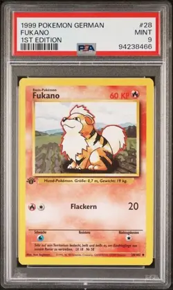 PSA 9 FUKANO ARKANI GROWLITHE ARCANINE 1ST EDITION BASE SET GERMAN POKEMON 1999 - Image 2