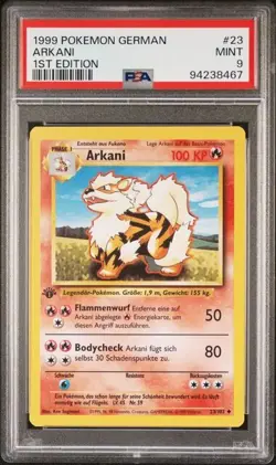 PSA 9 FUKANO ARKANI GROWLITHE ARCANINE 1ST EDITION BASE SET GERMAN POKEMON 1999 - Image 4