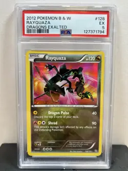 PSA 5 2012 Pokemon Black & White Dragons Exalted SHINY Rayquaza 128/124 - Image 1