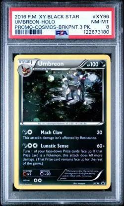 2016 POKEMON XY BLACK STAR PROMO COSMOS-BREAKPOINT 3 PACK UMBREON-HOLO PSA 8 - Image 1