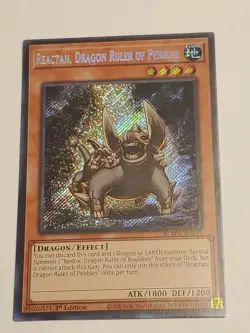 Yugioh! Reactan, Dragon Ruler of Pebbles BLMM-EN121 Secret Rare 1st Ed NM - Image 2