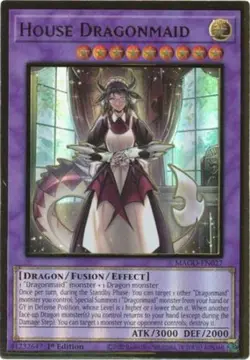 House Dragonmaid - MAGO-EN027 - Premium Gold Rare - 1st Edition Near Mint Yugioh - Image 1