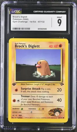 CGC 9 MINT Brock's Diglett Gym Challenge 1st Edition 67/132 Pokemon Card - Image 1