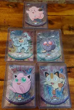 Pokemon 2000 Topps Chrome 5 Card Lot Clefairy Venonat Machamp Meowth Jigglypuff - Image 1