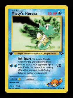 Misty's Horsea 87/132 Common Gym Challenge 1st Edition Pokemon Card - Image 1