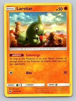 2018 Pokemon Card Lost Thunder Larvitar 114/214 - Image 1