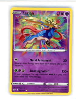 Zacian 082/185 Amazing Rare Vivid Voltage Pokemon Card - NM Near Mint - Image 1