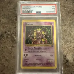 2000 POKEMON Promo Card #14 MEWTWO Black Star PSA 7 Near Mint Condition - Image 1