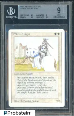 1994 Magic The Gathering MTG Revised Edition White Knight U W BGS 9 MINT - Image 1
