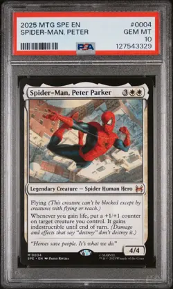 2025 MTG MARVEL'S SPIDER-MAN ETERNAL #0004 SPIDER-MAN, PETER PARKER PSA 10 GEM - Image 1