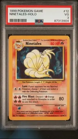 1999 POKEMON GAME #12 NINETALES-HOLO PSA 3 - Image 1