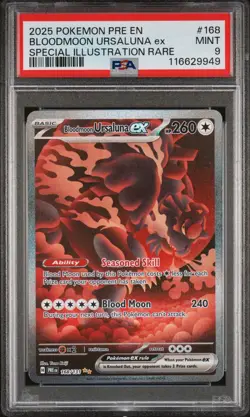 2025 POKEMON PRE EN-PRISMATIC EVOLUTIONS #168 BLOODMOON URSALUNA EX PSA 9 - Image 1