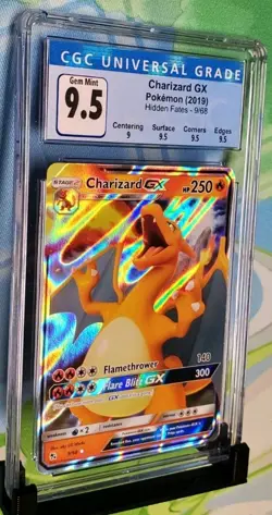 CGC Blue Label (10) Gem Mint 9.5 Charizard GX Pokemon 9/68 Hidden Fates - Image 1