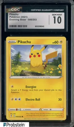 2021 Pokemon Evolving Skies #049/203 Pikachu CGC 10 GEM MINT - Image 1