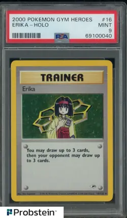 2000 Pokemon Gym Heroes #16 Erika Holo PSA 9 MINT - Image 1