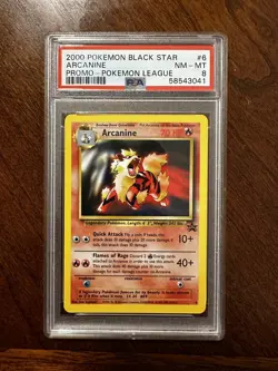2000 Pokemon Game Pokemon League BSP Black Star Promo Arcanine #6 PSA 8 NM-MT - Image 1