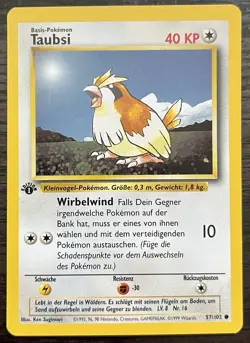 1st Edition GERMAN Pidgey 57/102 Pokemon TCG WOTC Base Set MINT - Image 1