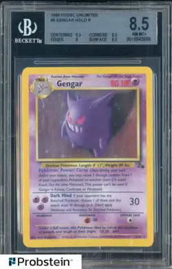 1999 Pokemon Fossil Unlimited #5 Gengar Holo R BGS 8.5 NM-MT+ - Image 1