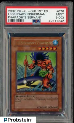 2002 Yu-Gi-Oh! Pharaoh's Servant 1st Ed #076 Legendary Fisherman PSA 9 OC MINT - Image 1