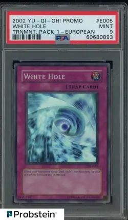 2002 Yu-Gi-Oh! Promo Trnmt P 1 European #E005 White Hole PSA 9 MINT - Image 1