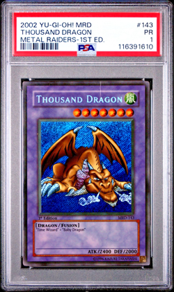 PSA 1 1ST EDITION Thousand Dragon MRD-143 Metal Raiders Secret Rare YUGIOH - Image 1