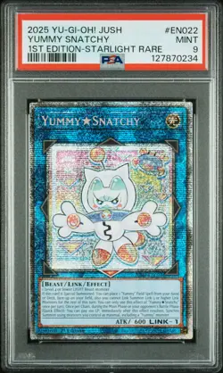 2025 YU-GI-OH! JUSH-JUSTICE HUNTERS 1ST ED-STARLIGHT RARE YUMMY SNATCHY PSA 9 - Image 1