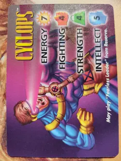 OverPower Marvel IQ Fleer 1996 Cyclops Hero Character Card Rare NM - Image 1