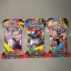 3 Pack Pokemon Mega Evolution Sleeved Booster Packs TCG Trading Card Game Sealed - Image 1