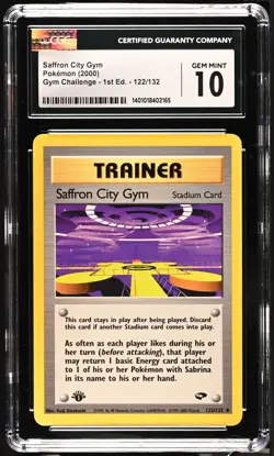CGC 10 Saffron City Gym 1st Edition Gym Challenge 122/132 2000 graded card - Image 1