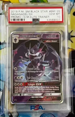 2018 POKEMON NAGANADEL GX SM125 BLACK STAR PROMO D. M. ELITE TRAINER PSA 10 - Image 1