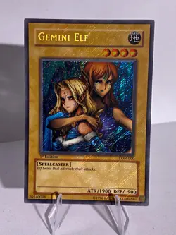 Yugioh Gemini Elf LON-000 1st Edition Secret Rare - Full Holo Bleed - MP - Image 1