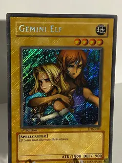 Yugioh Gemini Elf LON-000 1st Edition Secret Rare - Full Holo Bleed - MP - Image 3