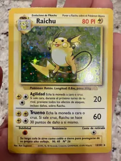 Pokemon Card - Spanish Raichu 14/102 Holo Rare Base Set LP - Image 1