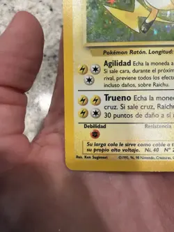 Pokemon Card - Spanish Raichu 14/102 Holo Rare Base Set LP - Image 5