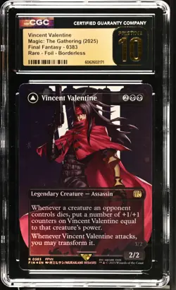 VINCENT VALENTINE Final Fantasy Borderless Foil Rare CGC Pristine 10 MTG - Image 1