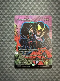 MTG Savage Beating #0026 Foil Borderless M Marvel Universe Eternal-Legal (MAR) - Image 1